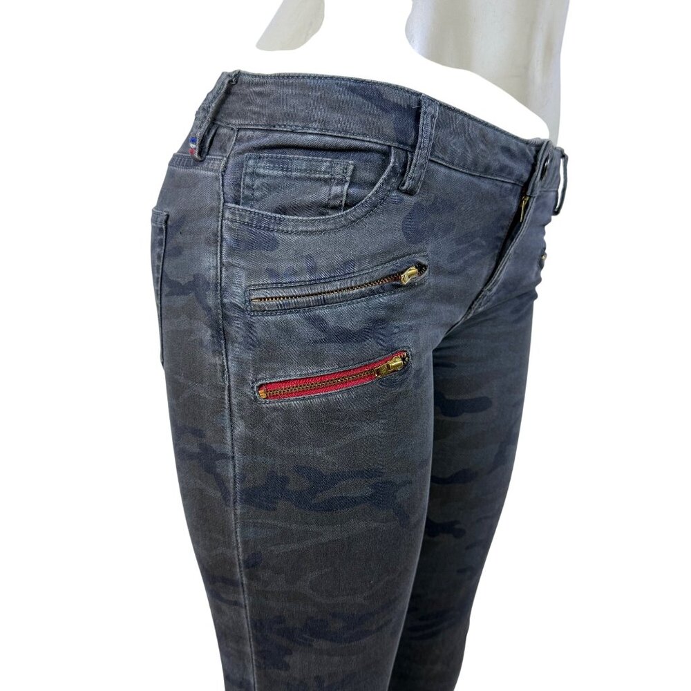 Etienne Marcel Womens Camo Cotton/Elastane Skinny Pants Zipper Detail Size 28 - Picture 5 of 10